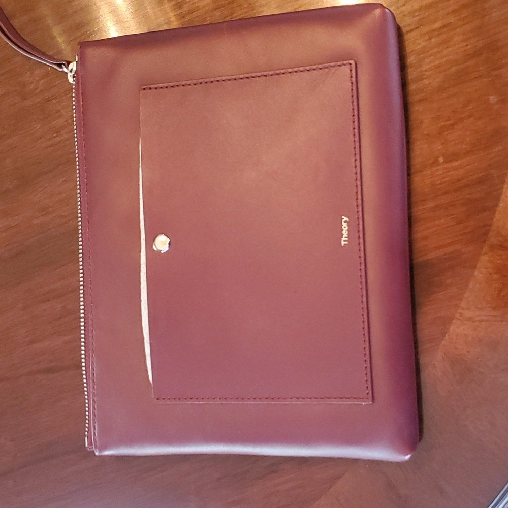 Theory Zip Soft Leather Pouch new with tag